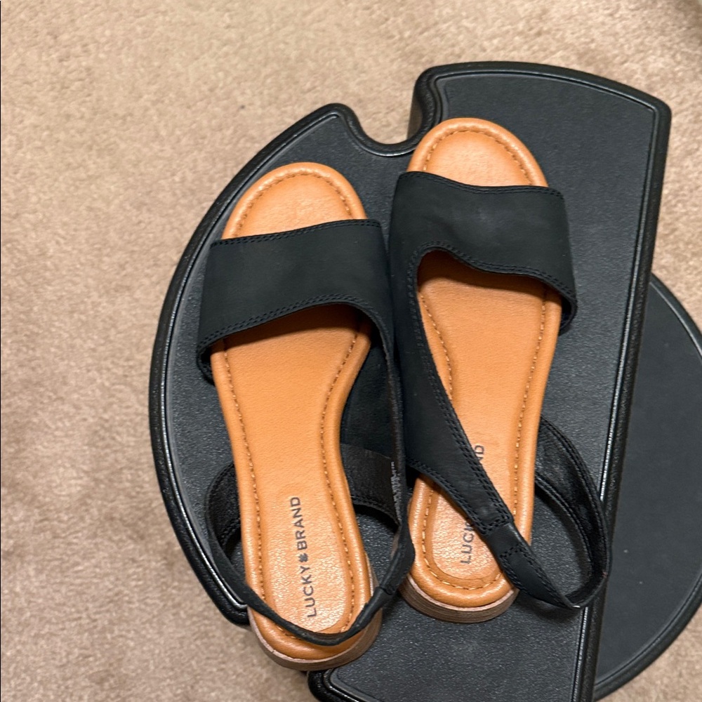 Lucky Brand Black and Tan Women's Sandals